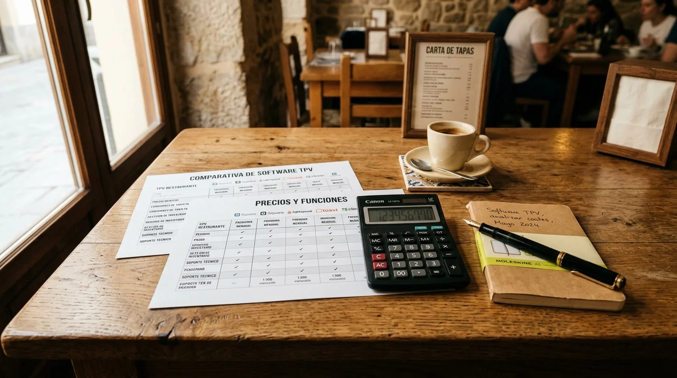 Comparativa de precios de software para restaurantes sobre escritorio con calculadora