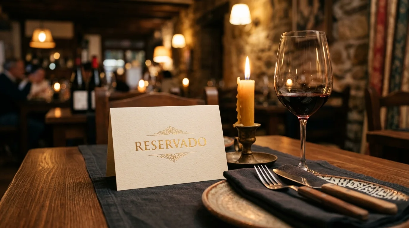 Tarjeta de Reservado en mesa elegante de restaurante