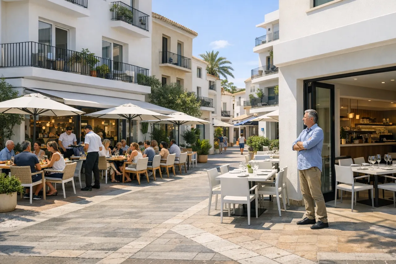 Dos restaurantes frente a frente: uno lleno y otro vacío