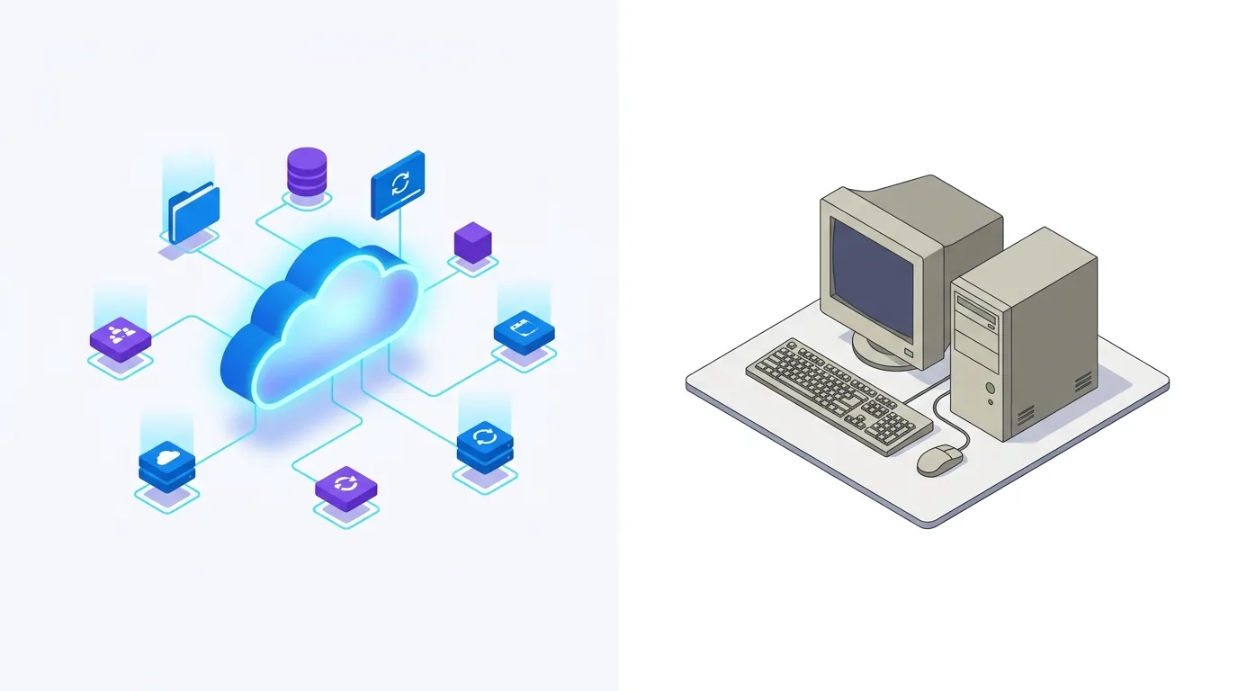 Comparativa visual entre software cloud para restaurantes y software local instalado en un equipo